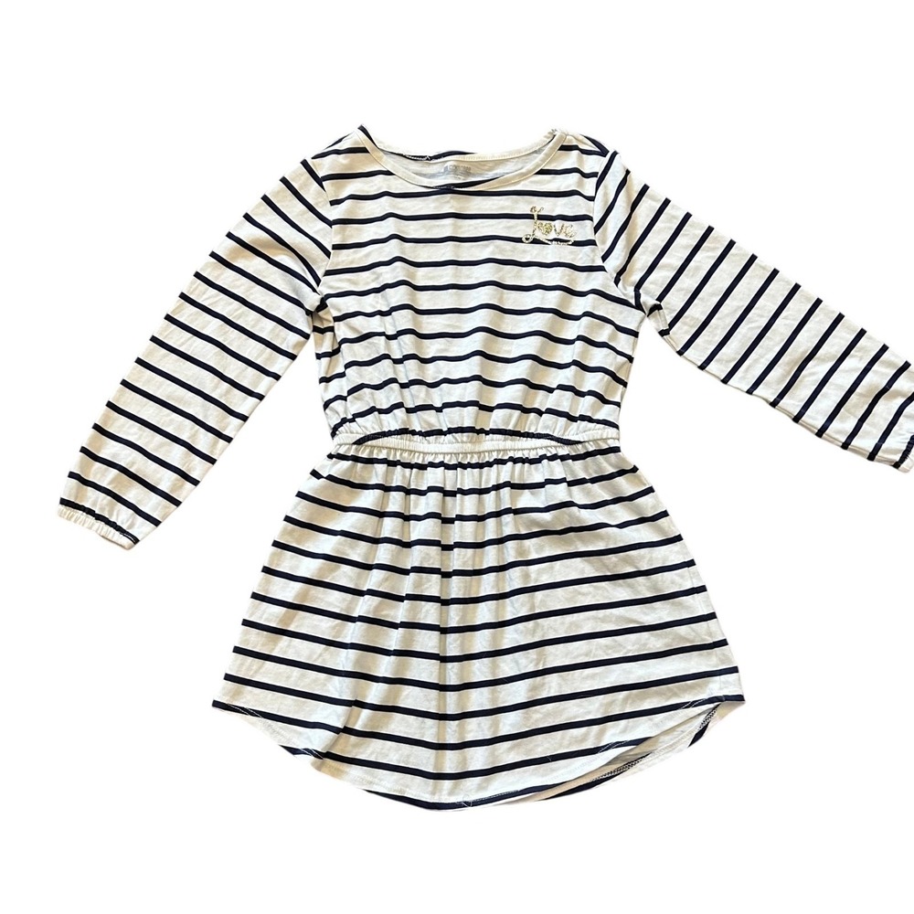 Gymoboreeβ Girls Dress 5-6 Long Sleeve Striped Love Graphic Casual